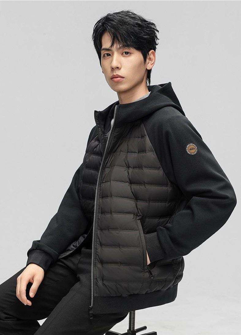 NBOStudio Padded Wool Cardigan Hybrid Hooded Puffer Jacket Padded Hoodie Padded Fleece Hoodie