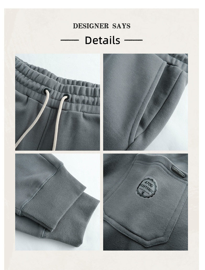 Everlane NBOStudio 470G cotton plus velvet thickened solid color men and women couple sweatpants
