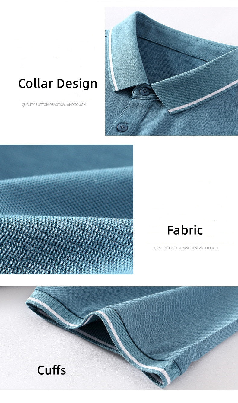 NBOStudio Men's Classic Fit Short Sleeve Dual Tipped Collar Silk Polo Shirt