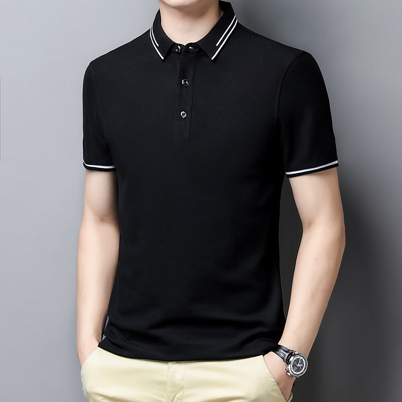 NBOStudio Men's Business Casual Slim  No Curl Collar Polo Shirt Collar Stays Polo